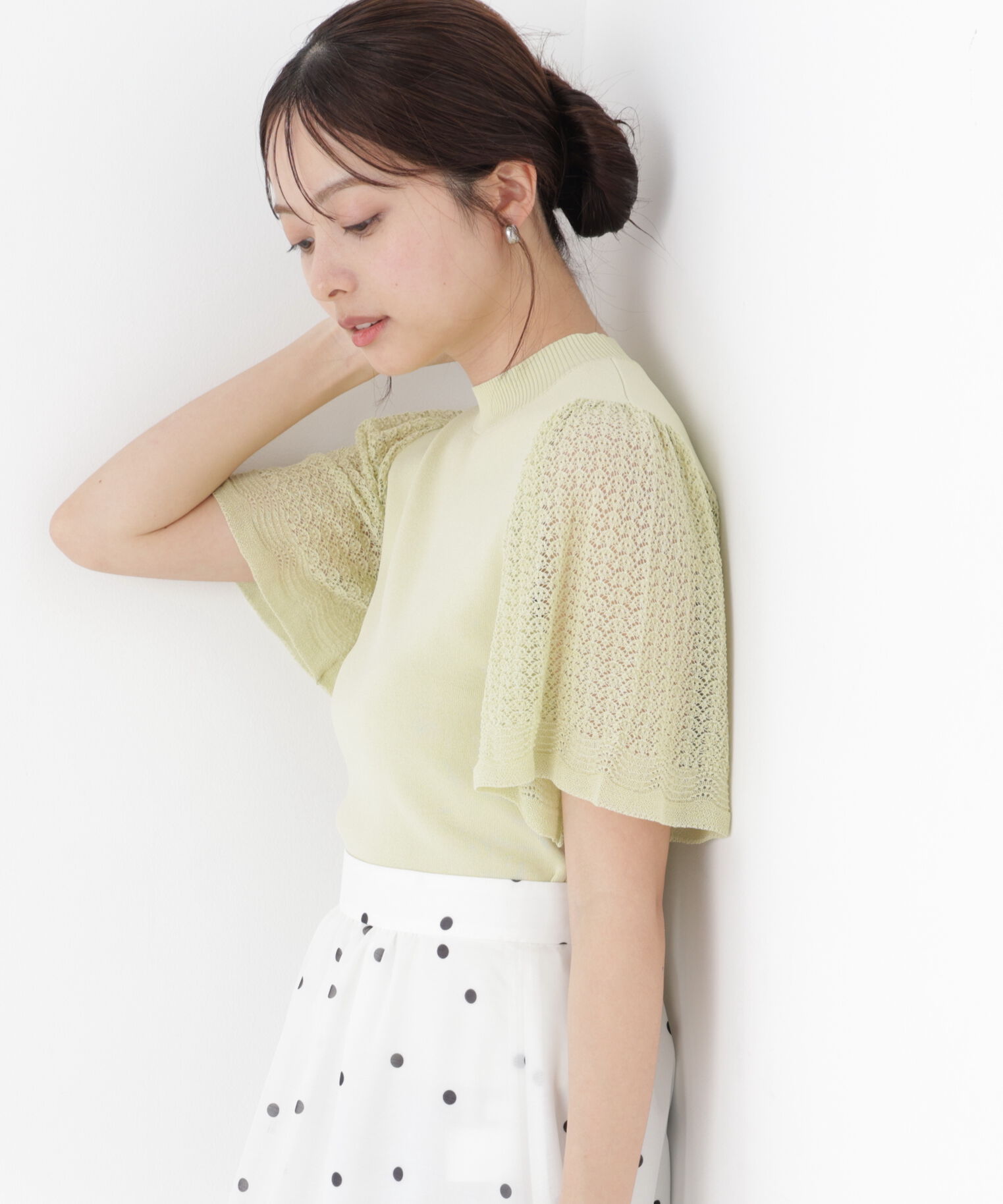 PROPORTION BODY DRESSING「透かし編みスリーブニット　26SS」|ニット・セーター|