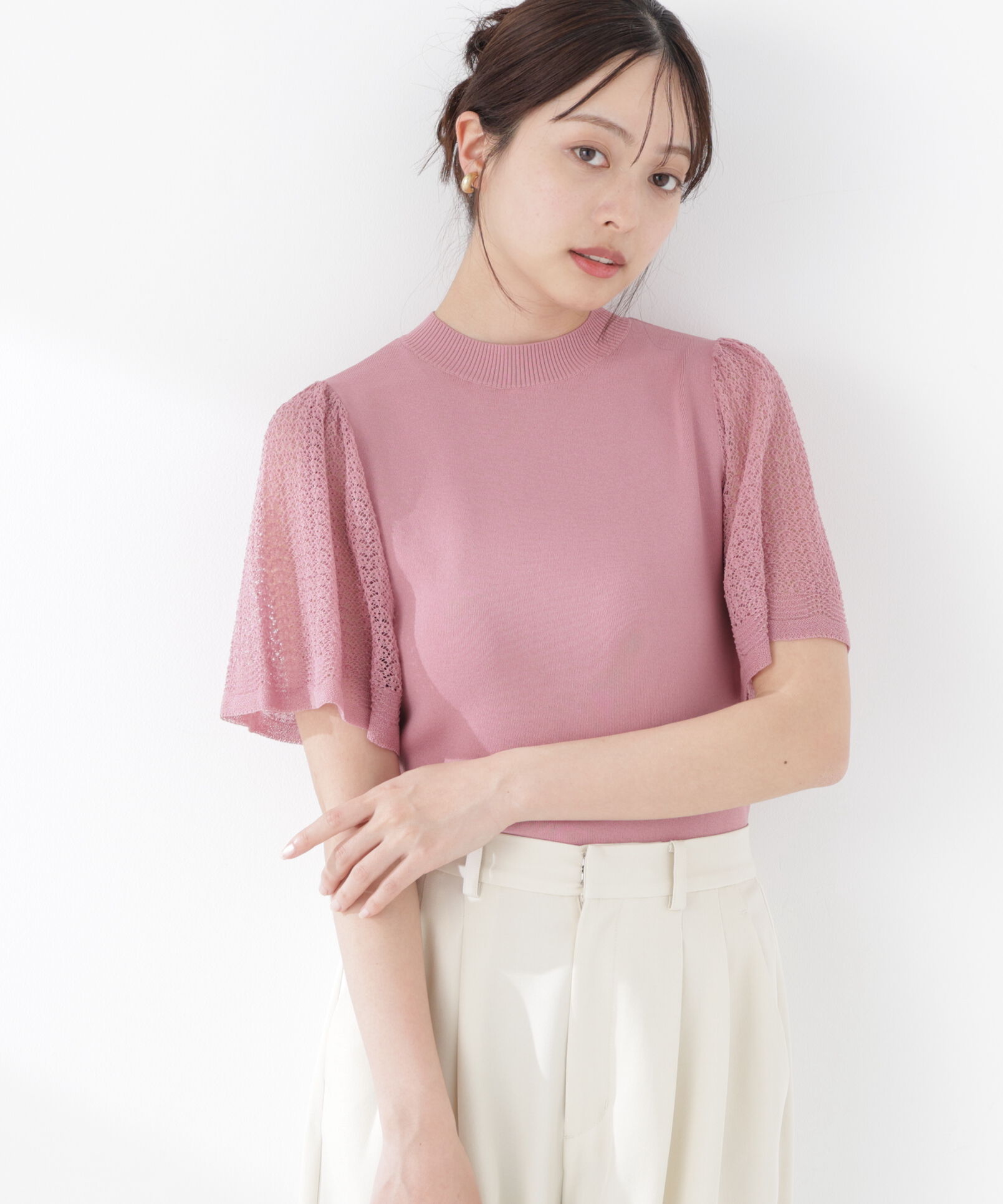 PROPORTION BODY DRESSING「透かし編みスリーブニット　26SS」|ニット・セーター|