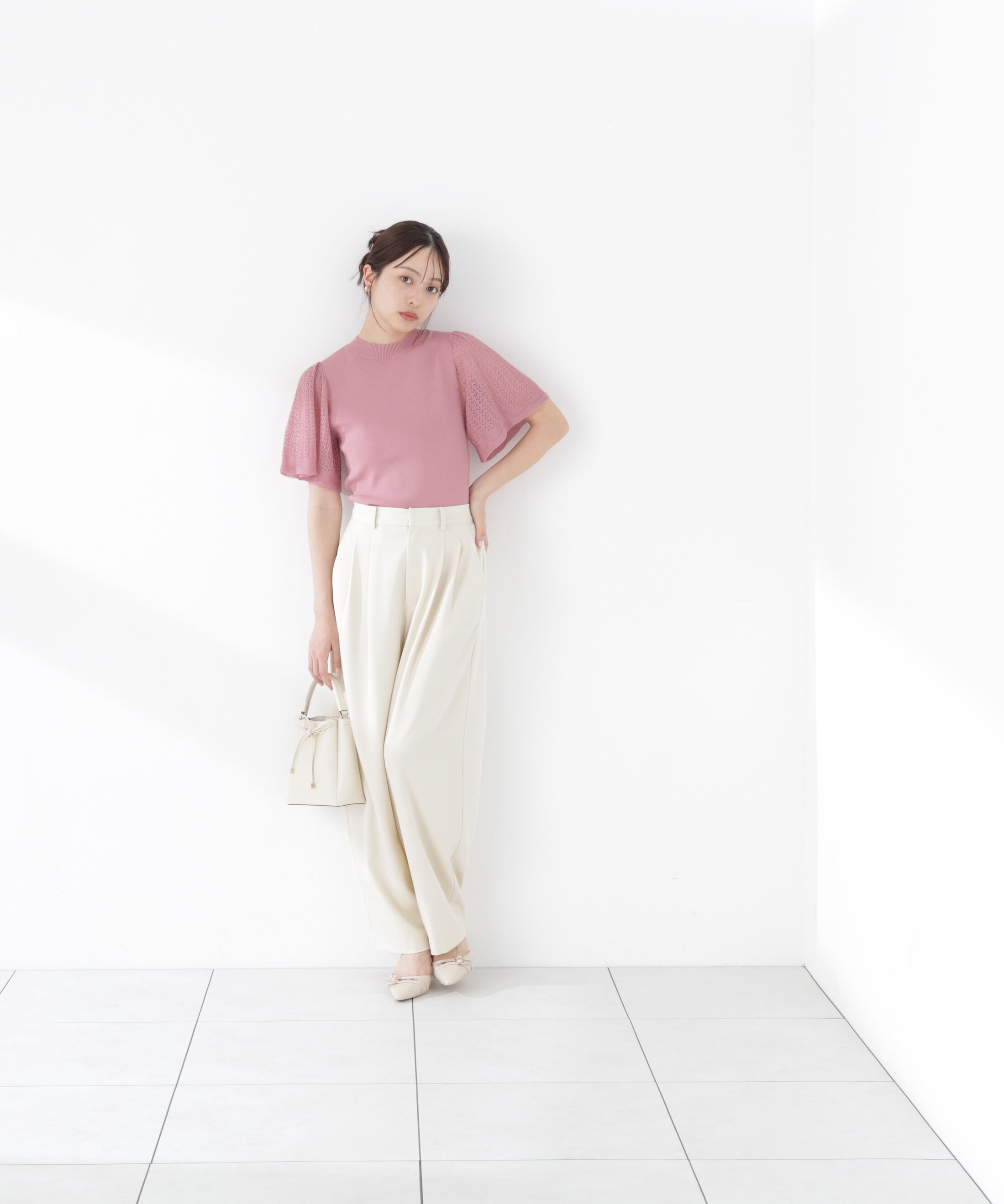 PROPORTION BODY DRESSING「透かし編みスリーブニット　26SS」|ニット・セーター|