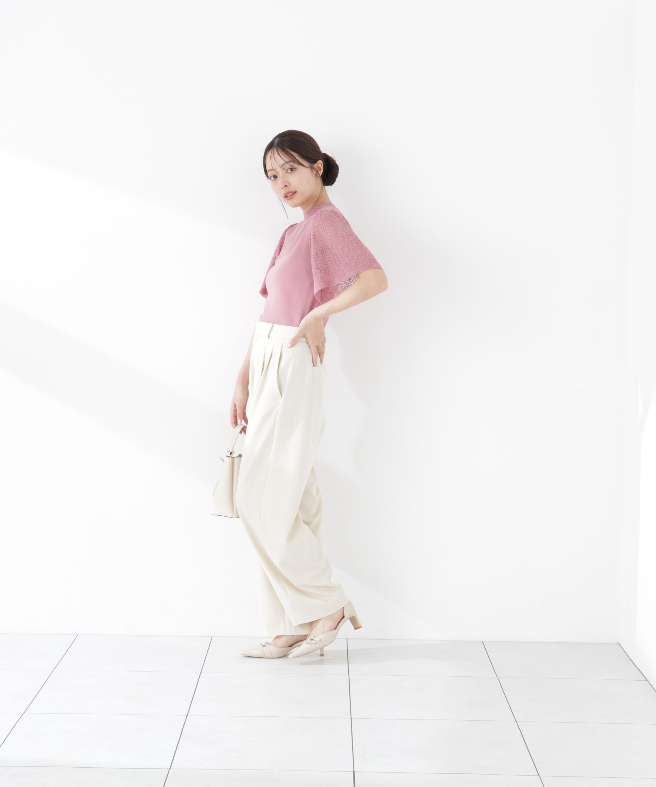 PROPORTION BODY DRESSING「透かし編みスリーブニット　26SS」|ニット・セーター|