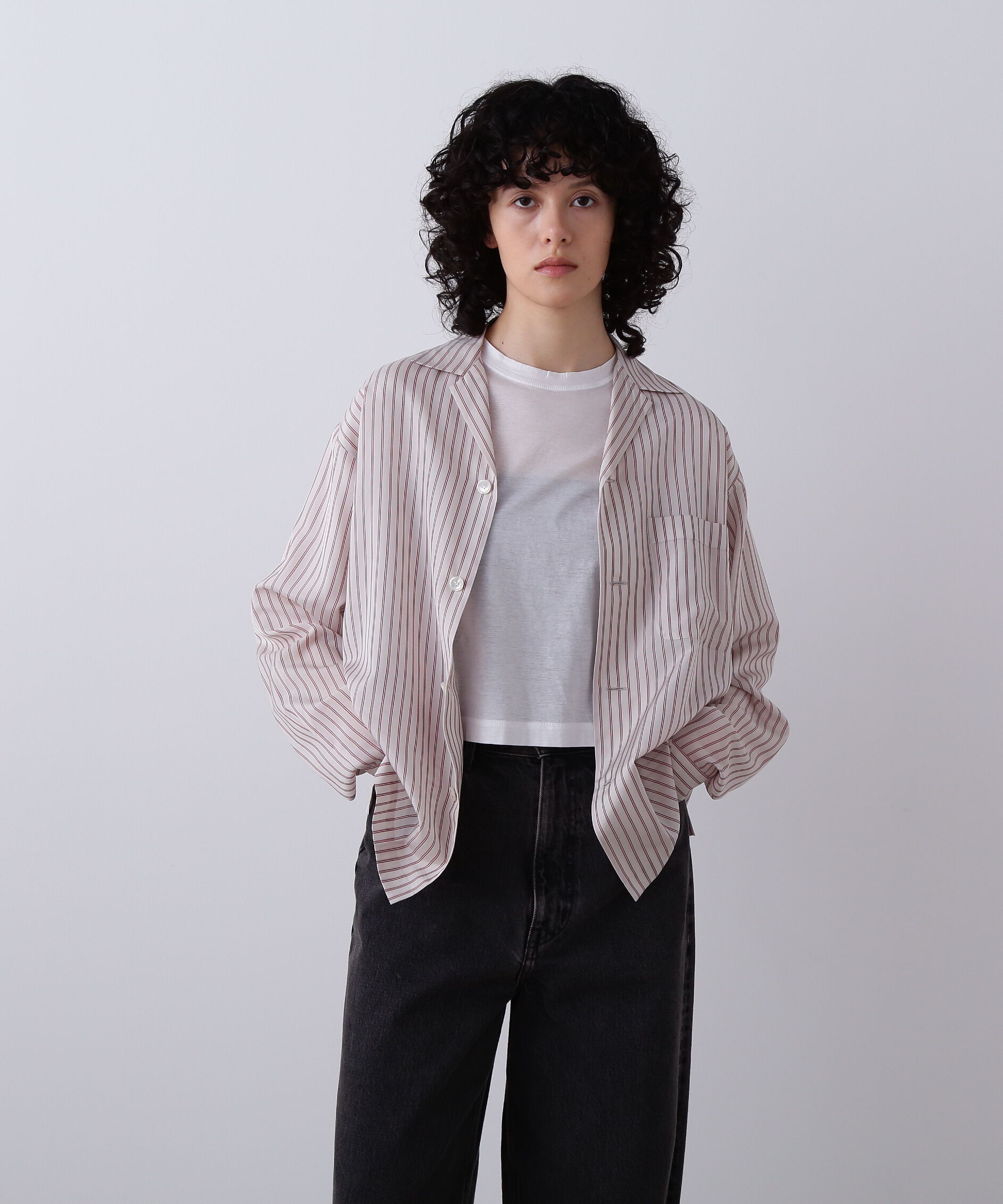 YLEVE 「YLEVE / ACETATE CUPRA STRIPE PAJAMA SHIRT」|シャツ・ブラウス|レッド