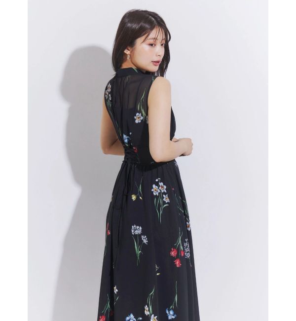 MERCURYDUO「花柄バックレースアップワンピース」|ワンピース|