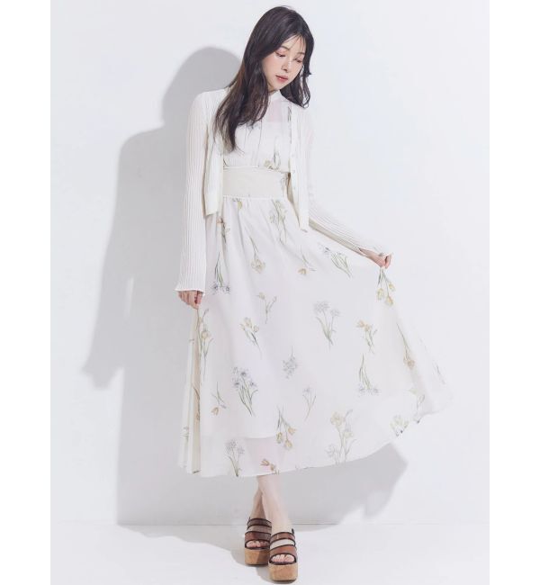 MERCURYDUO「花柄バックレースアップワンピース」|ワンピース|