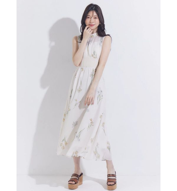MERCURYDUO「花柄バックレースアップワンピース」|ワンピース|
