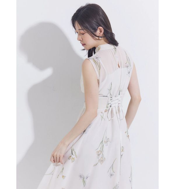 MERCURYDUO「花柄バックレースアップワンピース」|ワンピース|