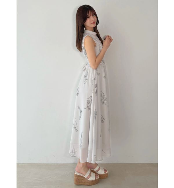 MERCURYDUO「花柄バックレースアップワンピース」|ワンピース|