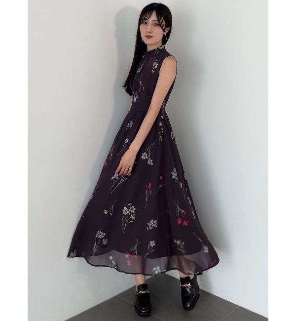 MERCURYDUO「花柄バックレースアップワンピース」|ワンピース|