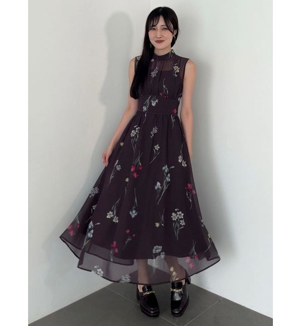 MERCURYDUO「花柄バックレースアップワンピース」|ワンピース|