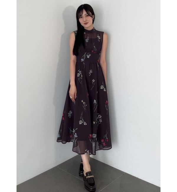 MERCURYDUO「花柄バックレースアップワンピース」|ワンピース|