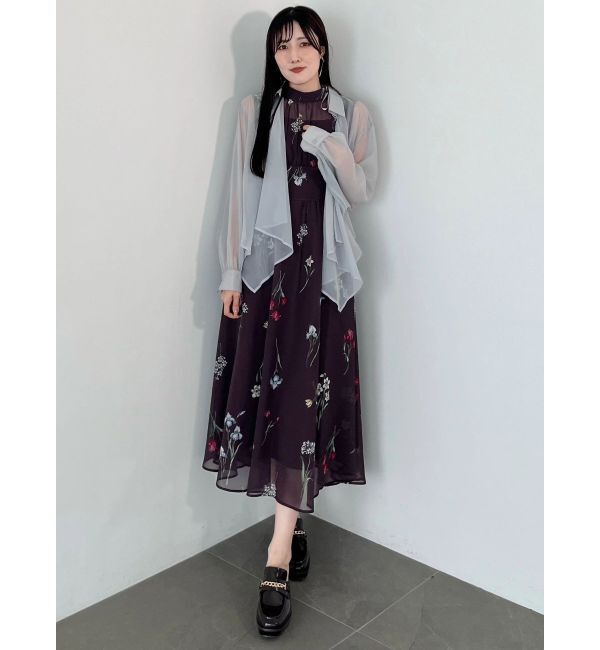 MERCURYDUO「花柄バックレースアップワンピース」|ワンピース|