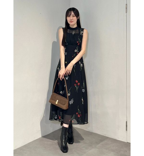MERCURYDUO「花柄バックレースアップワンピース」|ワンピース|