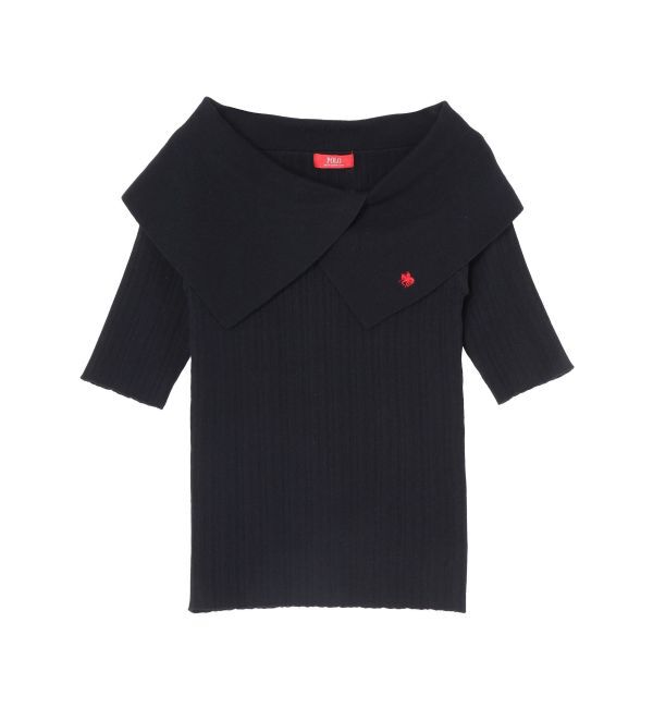 LAGUNAMOON「【POLO BCSコラボ】アシメカラーネックリブニットプルオーバー」|ニット・セーター|ネイビー