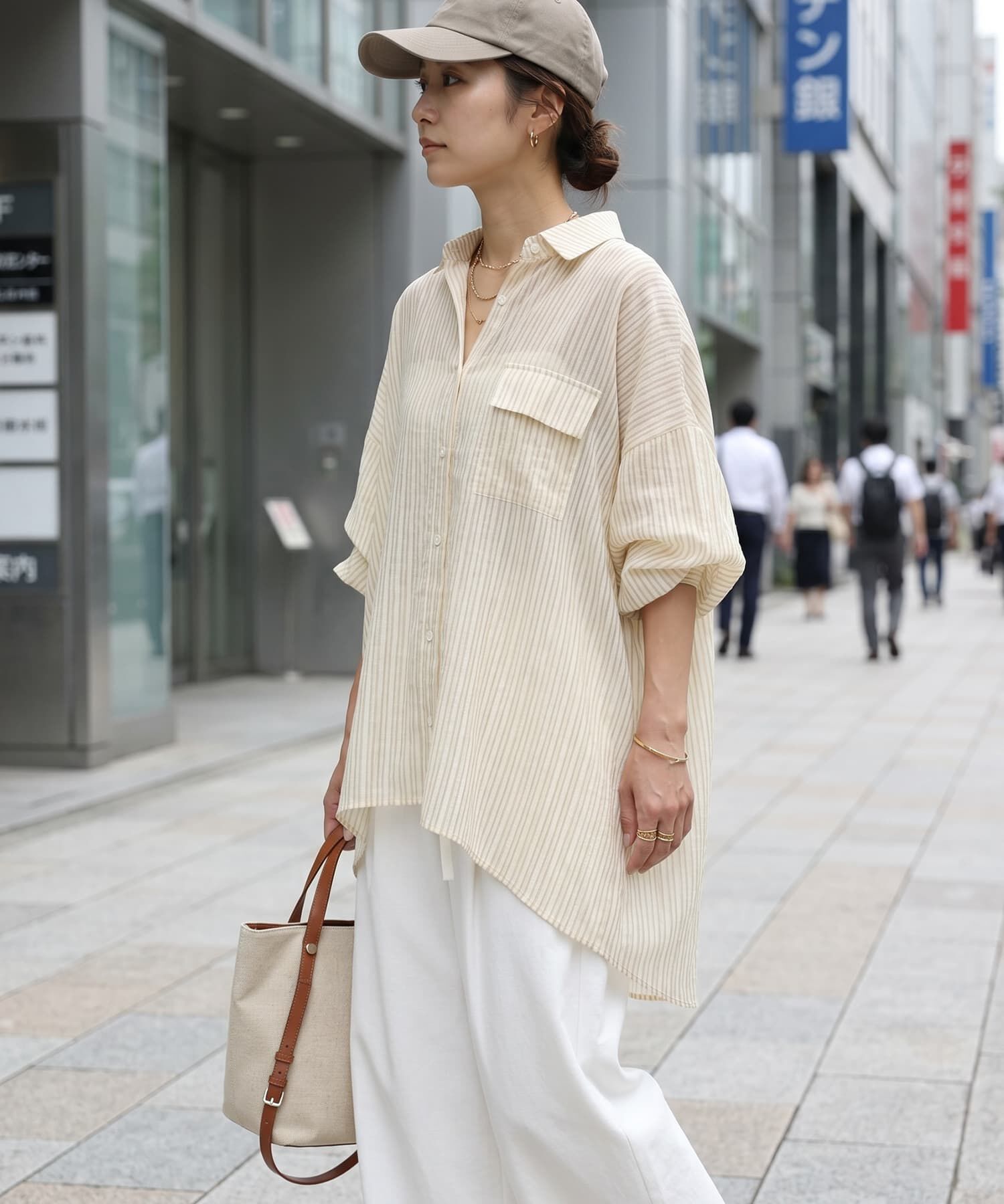 STYLE DELI「夏に羽織るストライプ柄シアーシャツ」|シャツ・ブラウス|ベージュ