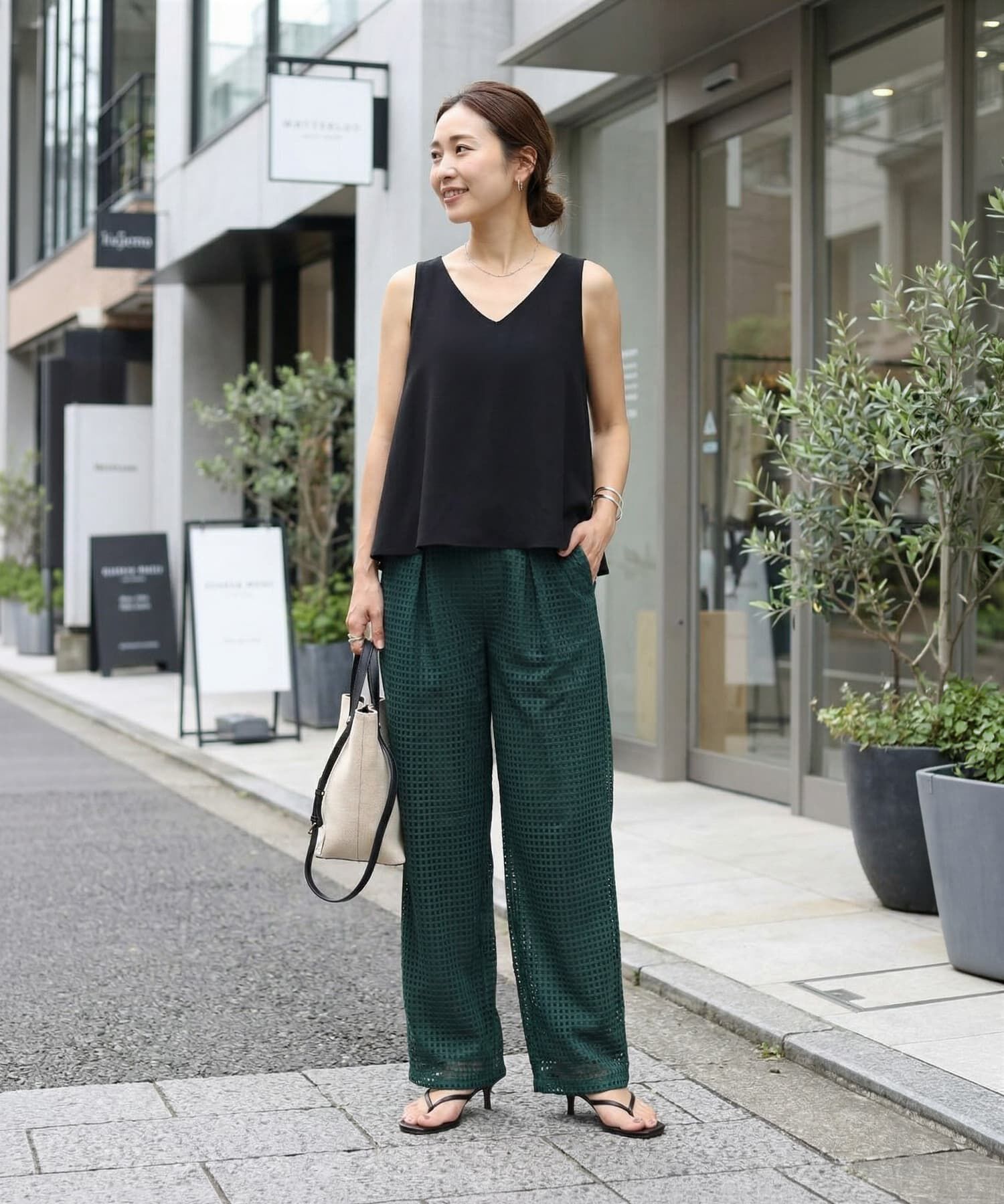 STYLE DELI「スクエアレースストレートパンツ」|スラックス|
