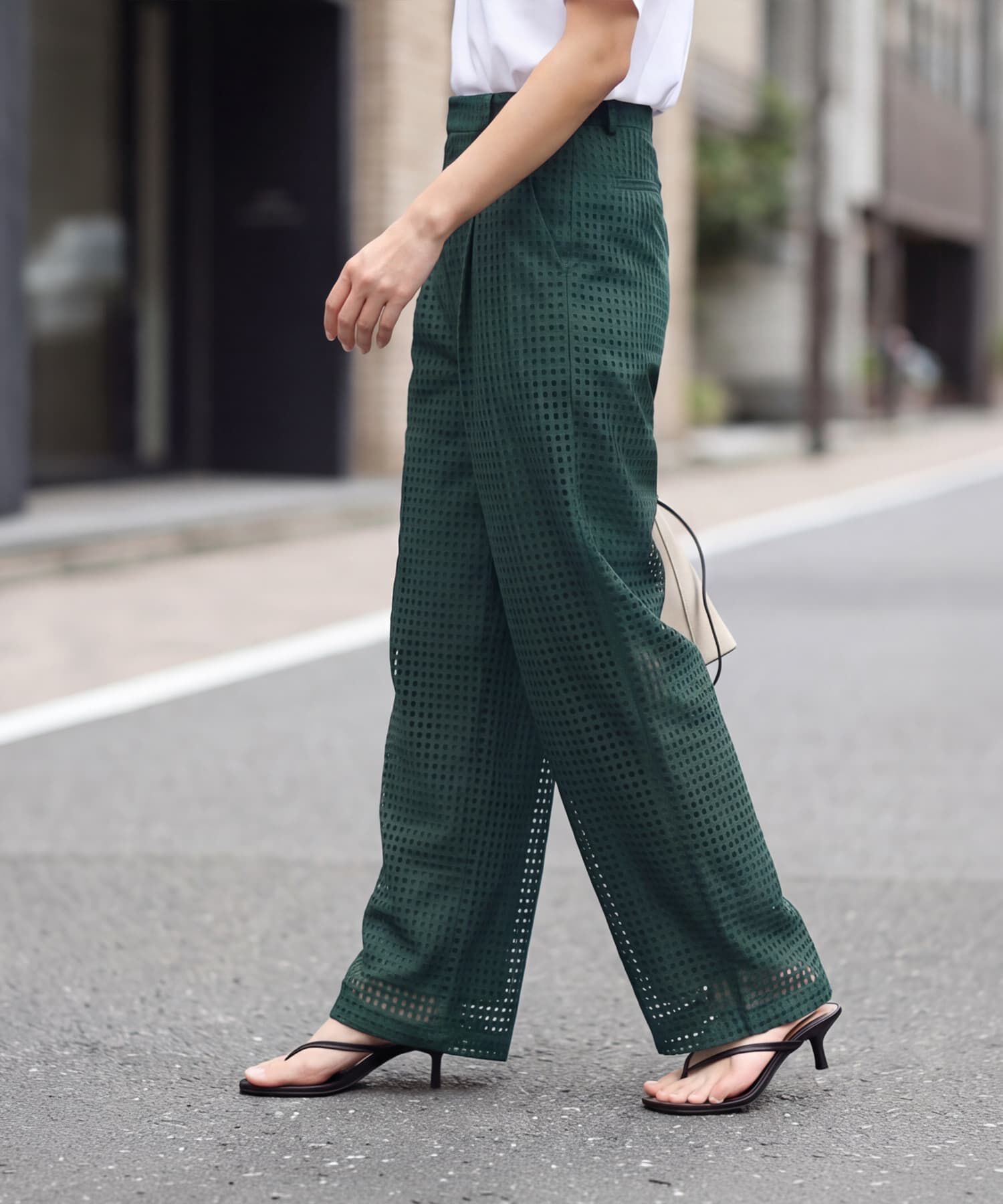 STYLE DELI「スクエアレースストレートパンツ」|スラックス|