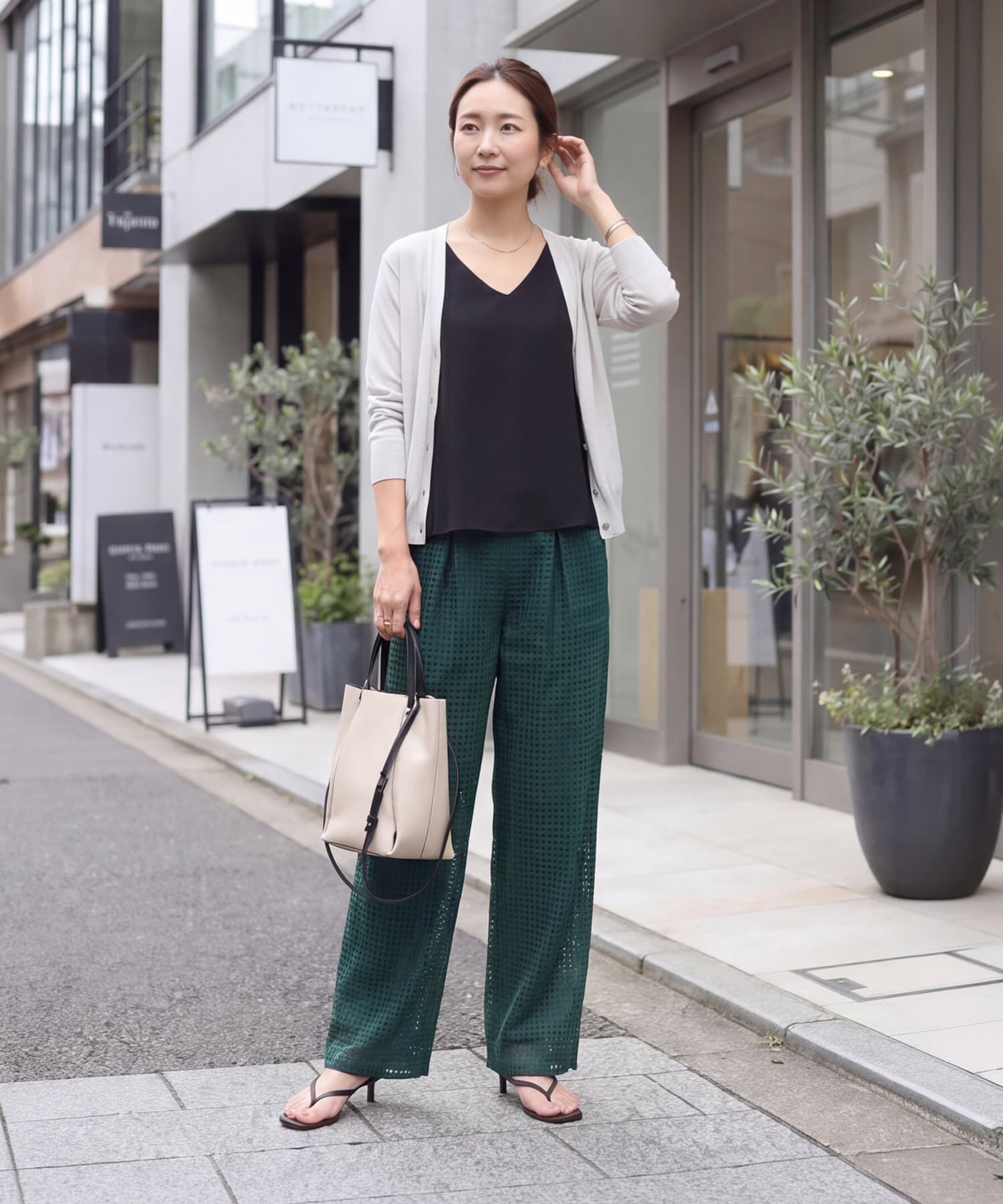 STYLE DELI「スクエアレースストレートパンツ」|スラックス|