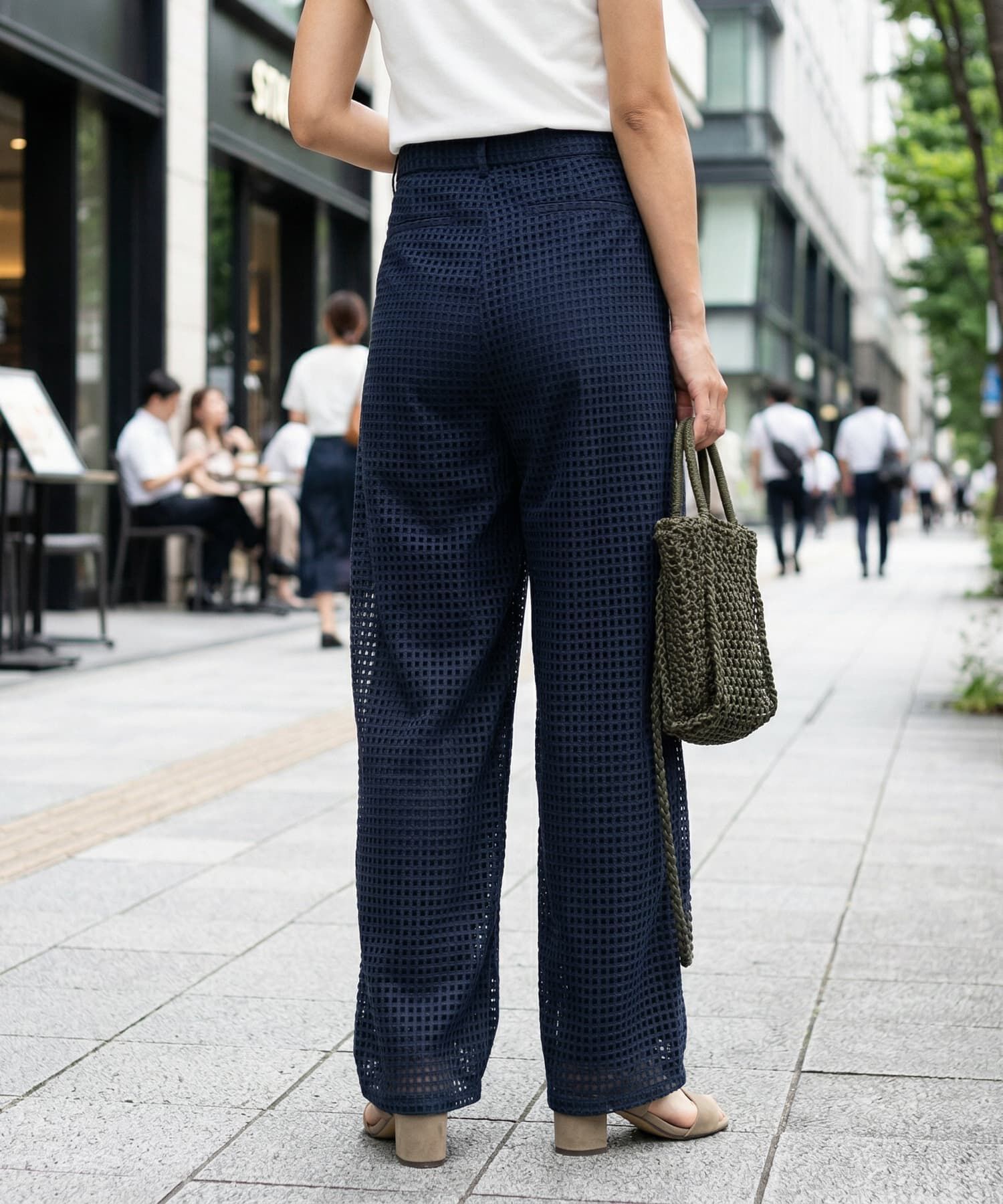 STYLE DELI「スクエアレースストレートパンツ」|スラックス|