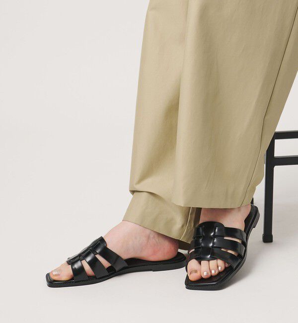 UNITED ARROWS「レザー フラットミュール」|サンダル|BLACK