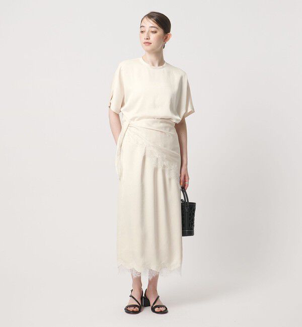 UNITED ARROWS「スカーフ付き サテン レース コンビ スカート」|スカート|