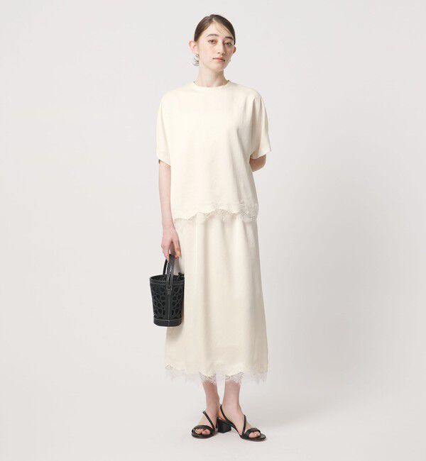 UNITED ARROWS「スカーフ付き サテン レース コンビ スカート」|スカート|