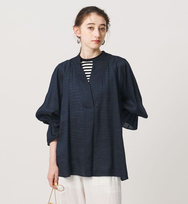 UNITED ARROWS「ラミー スキッパー Vネック ブラウス ‐ウォッシャブル‐」|シャツ・ブラウス|