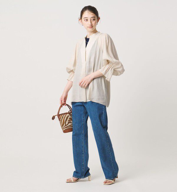 UNITED ARROWS「ラミー スキッパー Vネック ブラウス ‐ウォッシャブル‐」|シャツ・ブラウス|