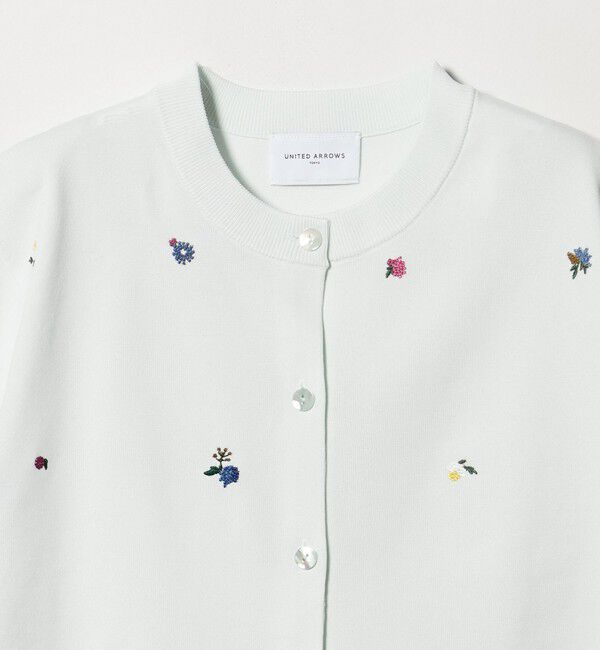 UNITED ARROWS「フラワー エンブロイダリー ショートスリーブ カーディガン ‐ウォッシャブル‐」|カーディガン|