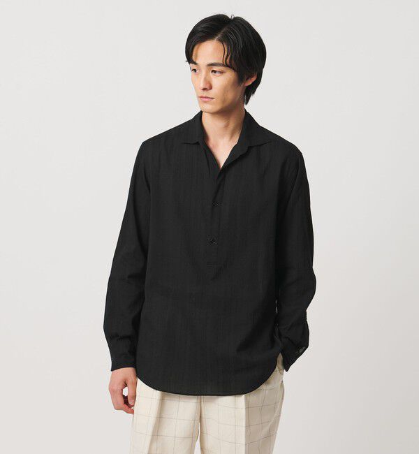 UNITED ARROWS「コードストライプ プルオーバー シャツ」|シャツ・ブラウス|BLACK