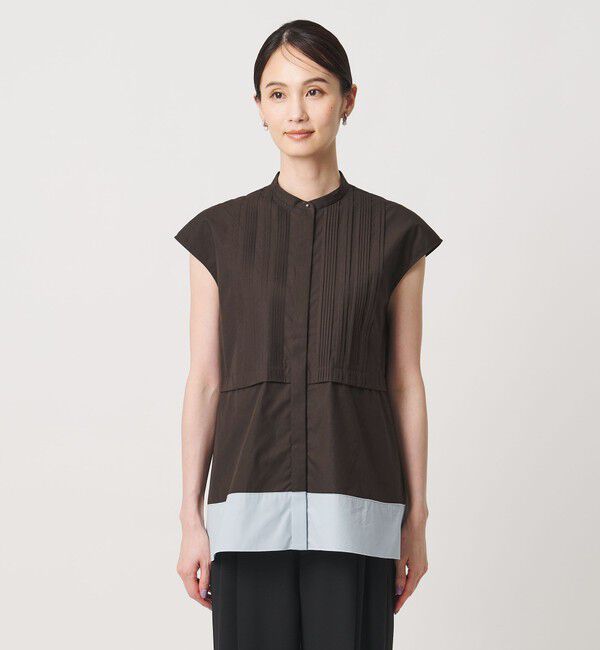 UNITED ARROWS「シルキー ピンタック フレンチスリーブ ブラウス ‐ウォッシャブル‐」|シャツ・ブラウス|