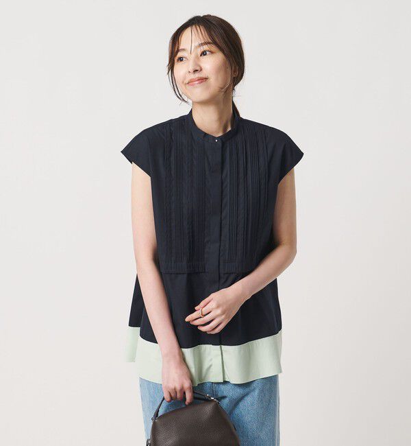 UNITED ARROWS「シルキー ピンタック フレンチスリーブ ブラウス ‐ウォッシャブル‐」|シャツ・ブラウス|