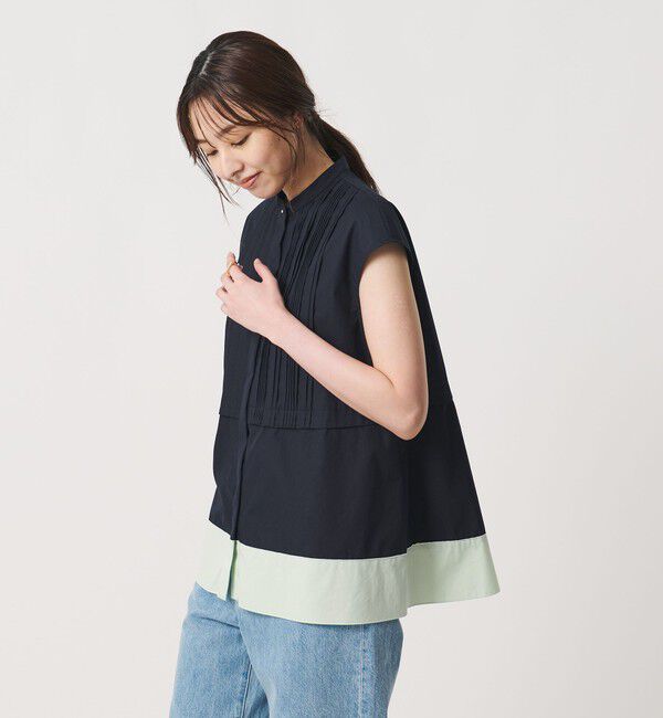 UNITED ARROWS「シルキー ピンタック フレンチスリーブ ブラウス ‐ウォッシャブル‐」|シャツ・ブラウス|