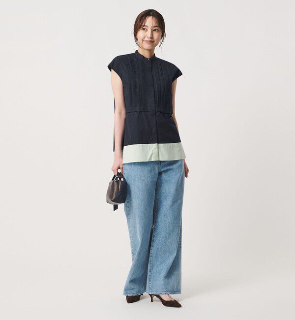 UNITED ARROWS「シルキー ピンタック フレンチスリーブ ブラウス ‐ウォッシャブル‐」|シャツ・ブラウス|