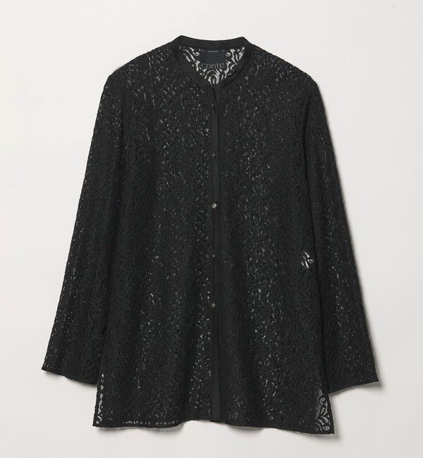 conte「＜conte＞サイドスリット レースシャツ」|シャツ・ブラウス|BLACK