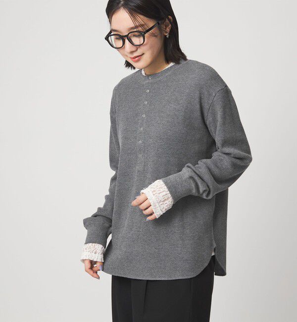UNITED ARROWS green label relaxing「【WEB限定】＜at ease＞ワッフル ヘンリーネック ロングスリーブ カットソー」|Tシャツ・カットソー|