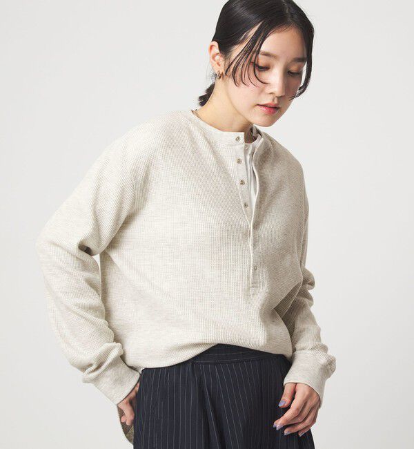 UNITED ARROWS green label relaxing「【WEB限定】＜at ease＞ワッフル ヘンリーネック ロングスリーブ カットソー」|Tシャツ・カットソー|