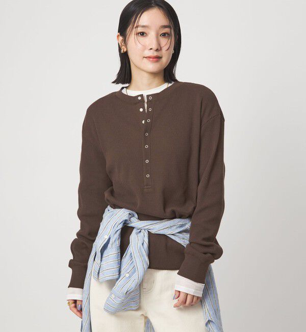 UNITED ARROWS green label relaxing「【WEB限定】＜at ease＞ワッフル ヘンリーネック ロングスリーブ カットソー」|Tシャツ・カットソー|