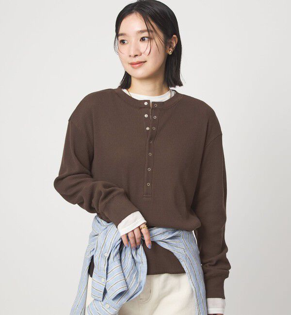 UNITED ARROWS green label relaxing「【WEB限定】＜at ease＞ワッフル ヘンリーネック ロングスリーブ カットソー」|Tシャツ・カットソー|