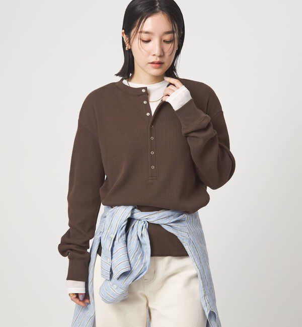 UNITED ARROWS green label relaxing「【WEB限定】＜at ease＞ワッフル ヘンリーネック ロングスリーブ カットソー」|Tシャツ・カットソー|