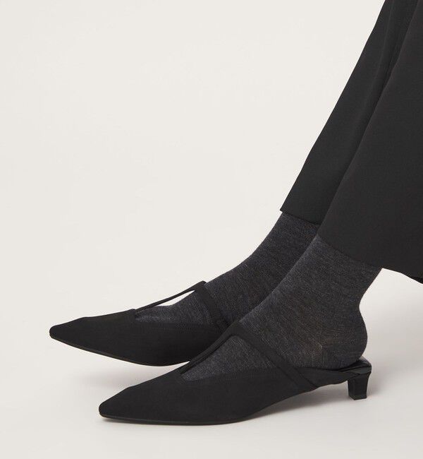 UNITED ARROWS green label relaxing「Tストラップ ミュール」|パンプス|BLACK