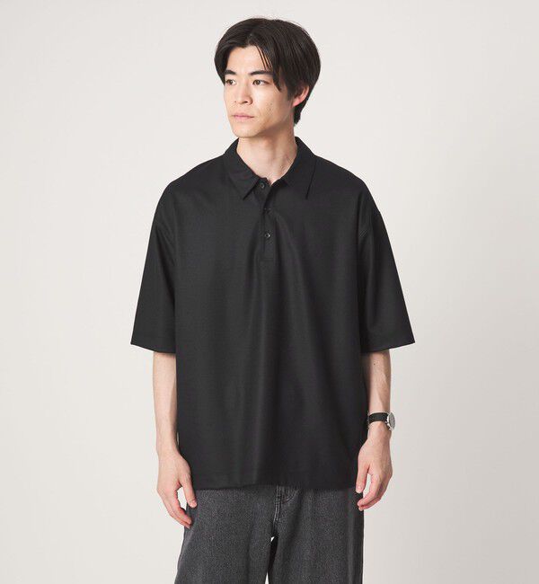 UNITED ARROWS green label relaxing「FINE BASIC バランサーキュラー 半袖 ポロシャツ」|ポロシャツ|BLACK