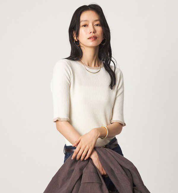UNITED ARROWS green label relaxing「ハイショク リブ ハーフスリーブ プルオーバー ニット」|ニット・セーター|