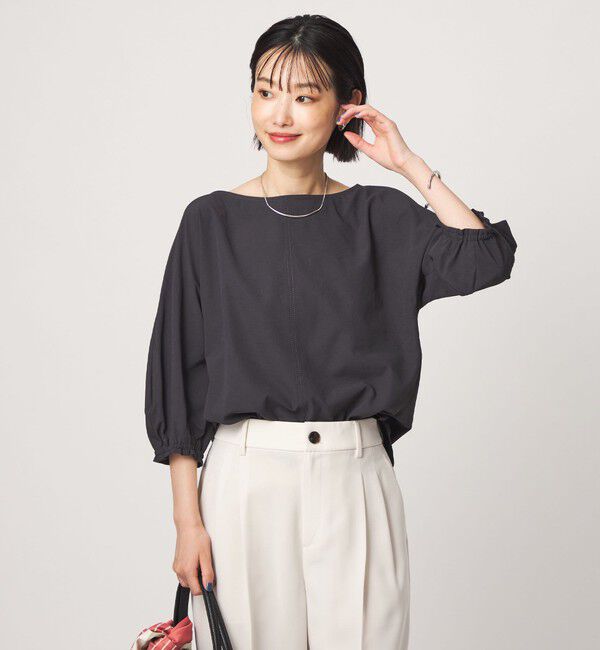 UNITED ARROWS green label relaxing「Breeze Cool ボートネック 7分袖 ブラウス マシンウォッシャブル 吸水速乾 通気性 UVカット」|シャツ・ブラウス|