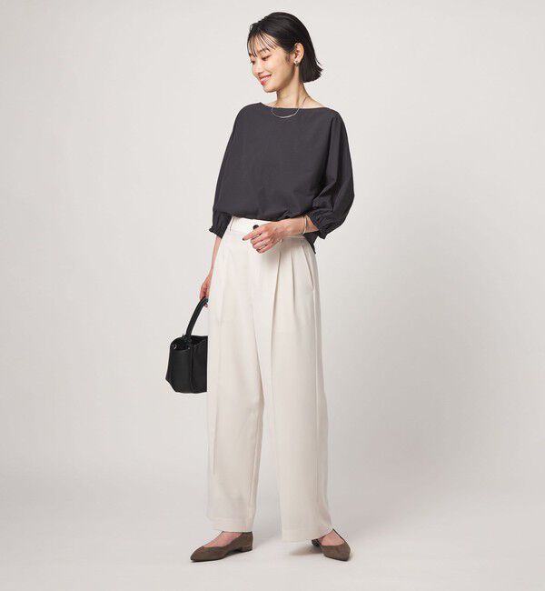 UNITED ARROWS green label relaxing「Breeze Cool ボートネック 7分袖 ブラウス マシンウォッシャブル 吸水速乾 通気性 UVカット」|シャツ・ブラウス|