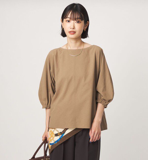 UNITED ARROWS green label relaxing「Breeze Cool ボートネック 7分袖 ブラウス マシンウォッシャブル 吸水速乾 通気性 UVカット」|シャツ・ブラウス|
