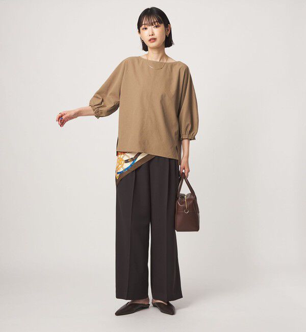 UNITED ARROWS green label relaxing「Breeze Cool ボートネック 7分袖 ブラウス マシンウォッシャブル 吸水速乾 通気性 UVカット」|シャツ・ブラウス|