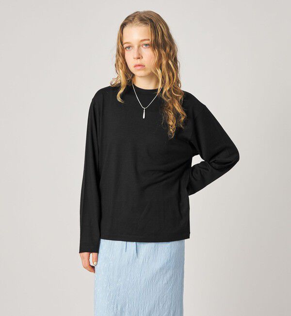 STEVEN ALAN「＜Steven Alan＞ウール ジャージー ロングスリーブ Tシャツ」|Tシャツ・カットソー|BLACK