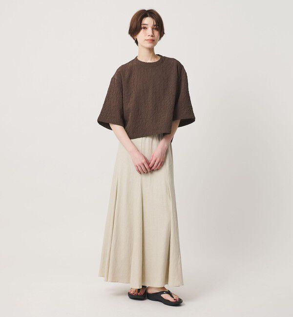 BEAUTY&YOUTH UNITED ARROWS「ジャガード クルーネック 6分袖 プルオーバー」|Tシャツ・カットソー|DK.BROWN