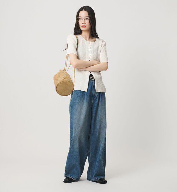 BEAUTY&YOUTH UNITED ARROWS「麻ブレンド スラブ フロントボタン ショートスリーブ カーディガン ウォッシャブル」|カーディガン|