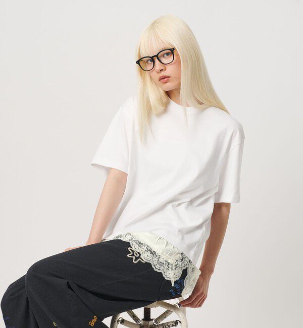 BEAUTY&YOUTH UNITED ARROWS「レースドッキング ショートスリーブ Tシャツ」|Tシャツ・カットソー|
