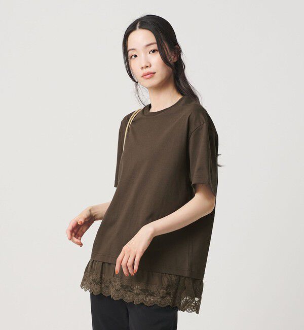 BEAUTY&YOUTH UNITED ARROWS「レースドッキング ショートスリーブ Tシャツ」|Tシャツ・カットソー|